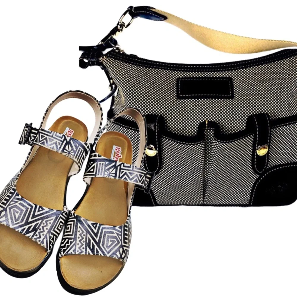 Dooney & Bourke Travel Tweed/Black Leather Cross Body Shoulder Bag